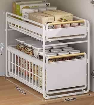 台所下水槽置物棚メサ調味料引き出し収納棚 楽天市場】2個セット シンク下収納ラック スライド 引き出し式